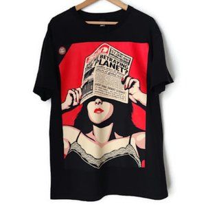 OBEY Global Warming The Sun Propaganda Graphic Black Tee L